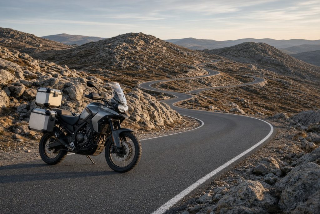 From Lisbon on a motorcycle: city first, then a real road